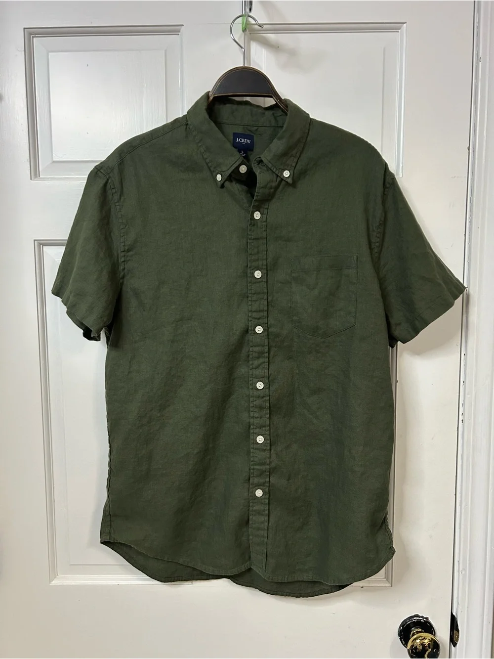 J. Crew Men's Short-Sleeve Button-Down Shirt in Olive